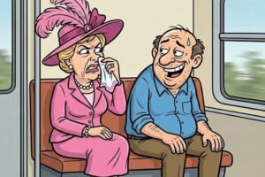 A high class looking woman on a train