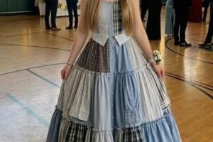 I Sewed a Dress From My Father’s Shirts for Prom in His Honor – My Classmates Laughed Until the Principal Took the Mic and the Room Fell Silent