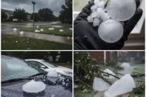 Giant hail recorded Tuesday evening in the town of… See more