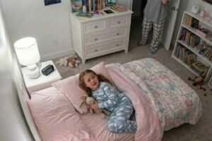 My eight-year-old kept telling me her bed felt “too tight.” At 2:00 a.m., the camera finally showed me why.