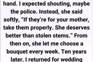 At 12, I stole flowers to place on my mother’s grave — a decade later, I came back as a bride and the florist told me a secret I never expected.