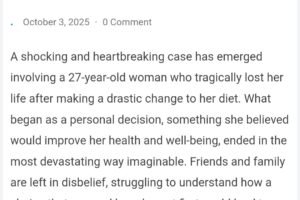 27 year old woman ends up DYing after deciding to eat only F… see more