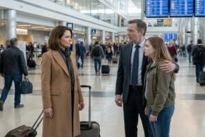 At the airport, I nearly dropped my suitcase when I saw my husband’s arm locked around a younger woman’s waist