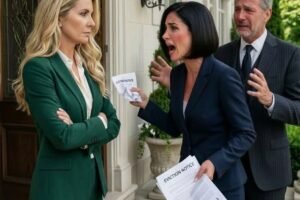 My ex-husband’s 26-year-old wife arrived at my door with eviction papers and a smug smile, convinced my mansion now belonged to her father’s company.