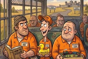 Three convicts were on the way to prison.