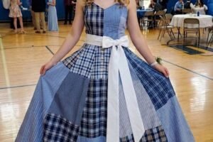 I Sewed a Dress From My Dad’s Shirts for Prom in His Honor – My Classmates Laughed Until the Principal Took the Mic and the Room Fell Silent