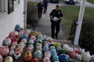 My 6-Year-Old Son Gave All His Savings to Help Our Elderly Neighbor – The Next Morning, Our Yard Was Filled with Piggy Banks, and Patrol Cars Were Everywhere