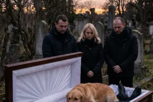 During the funeral of an old hunter, his loyal retriever refused to eat or drink for three days, and then suddenly began barking furiously at the priest beside the open coffin