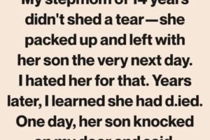 After My Dad’s Funeral, My Stepmom Vanished Without a Word — 13 Years Later, Her Son Returned With the Truth She Hid