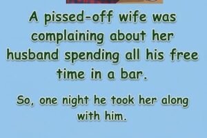 A pissed-off wife complained her husband spent all his free time at the pub, but when he brought her along for a drink, one shocking sip proved it wasn’t pleasure at all—turning her frustration into laughter and flipping the whole situation on its head.