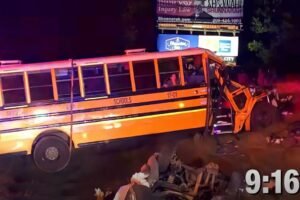 DEADLY HIGHWAY MASSACRE AS SCHOOL BUS FULL OF CHILDREN COLLIDES IN TERRIFYING CRASH