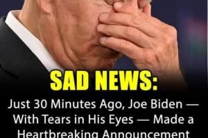 Joe Biden with tears in his eyes make the sad announcement.