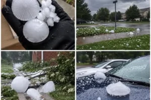 Giant Hail Hits the Area as Severe Storms Sweep Through—Photos Show the Damage
